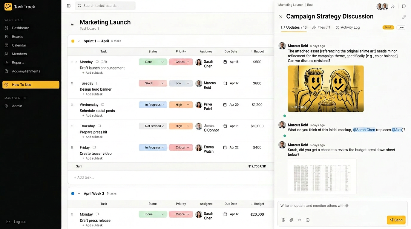 Chat Writing Task TaskTrack — Project Management & Team Collaboration